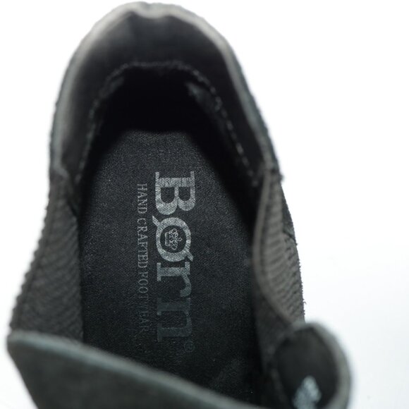 Born Womens Elaine Boot Size 8 Distressed Black Suede Chelsea Booties Block Heel - Picture 9 of 11